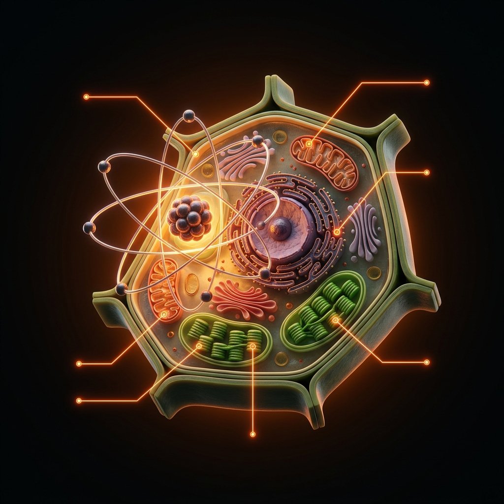 Biological plant cell model visual mockup on streaming interface